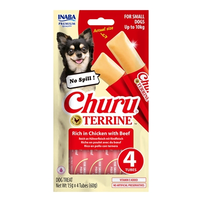 Churu Terrine Mjuk Tuggbar med Kyckling & Nötkött för Små Hundar